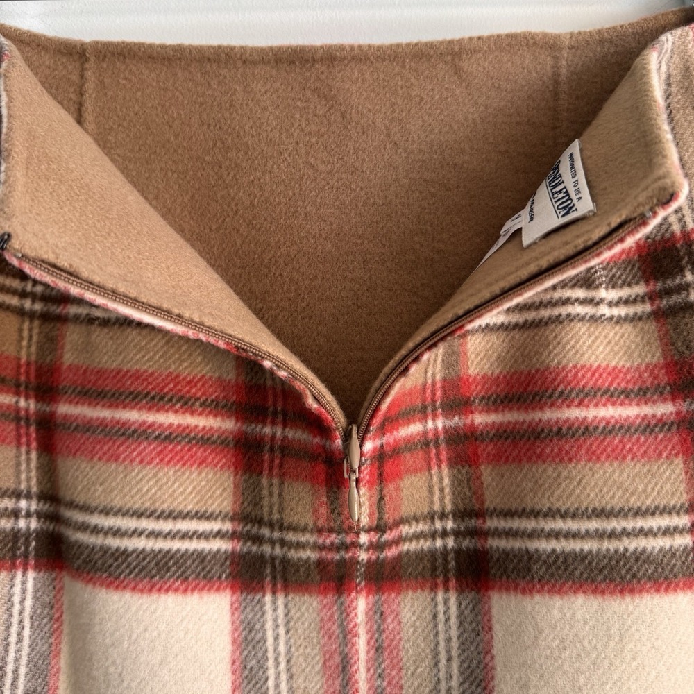 Vintage Pendleton Plaid & Camel Brown Reversible Skirt Size 16 Wool Preppy - Picture 5 of 7